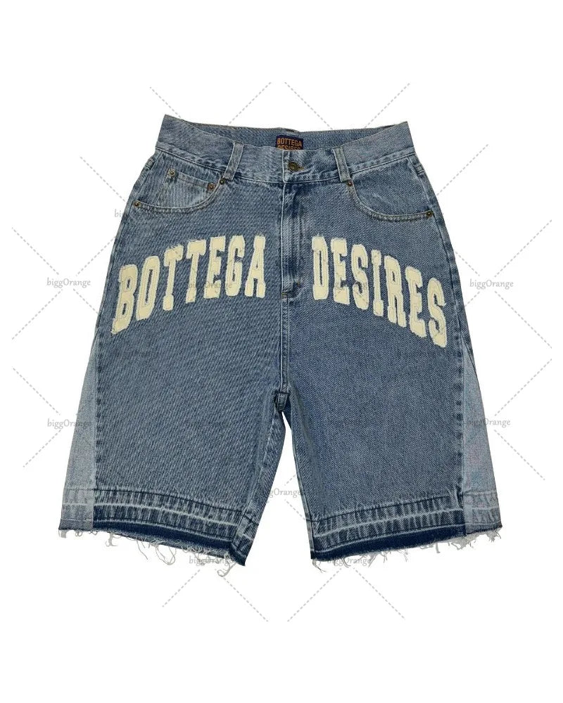 High Waist Washed Denim jorts