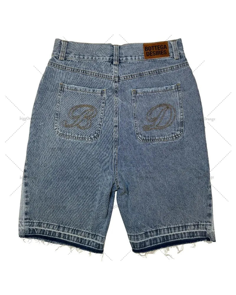 High Waist Washed Denim jorts