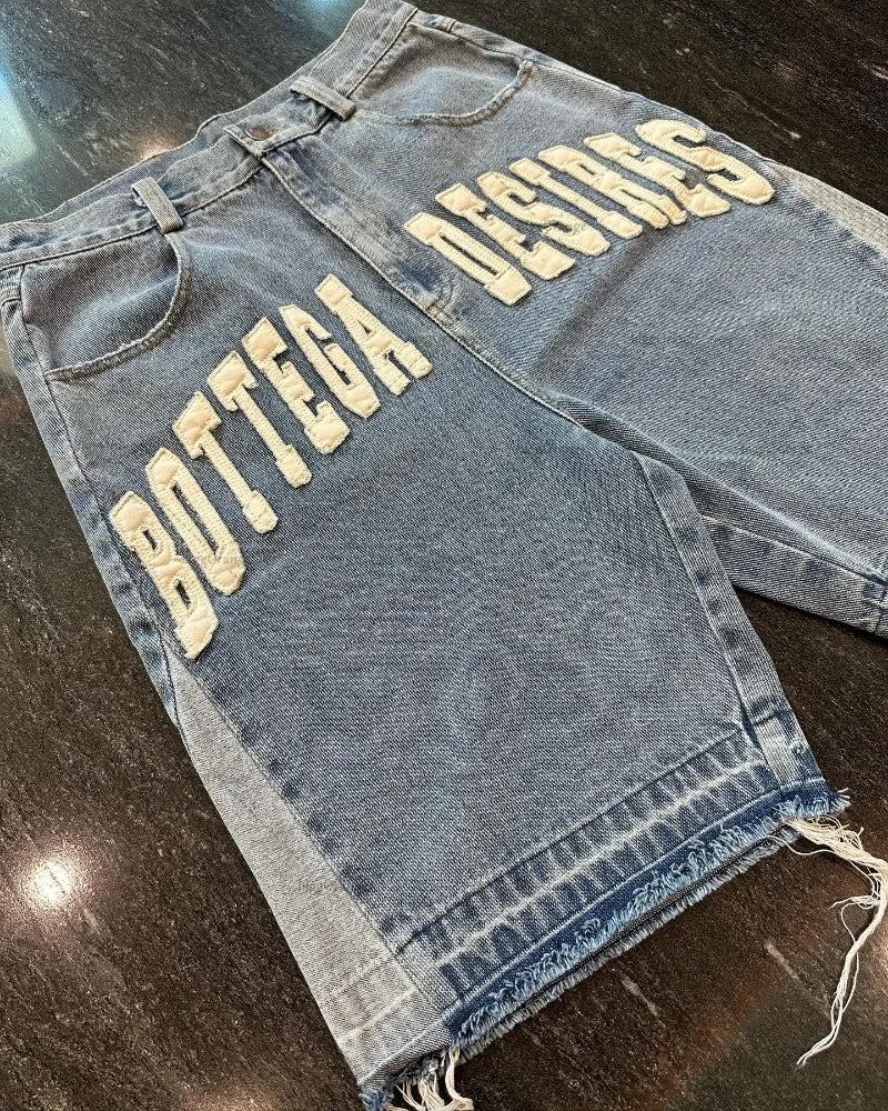 High Waist Washed Denim jorts