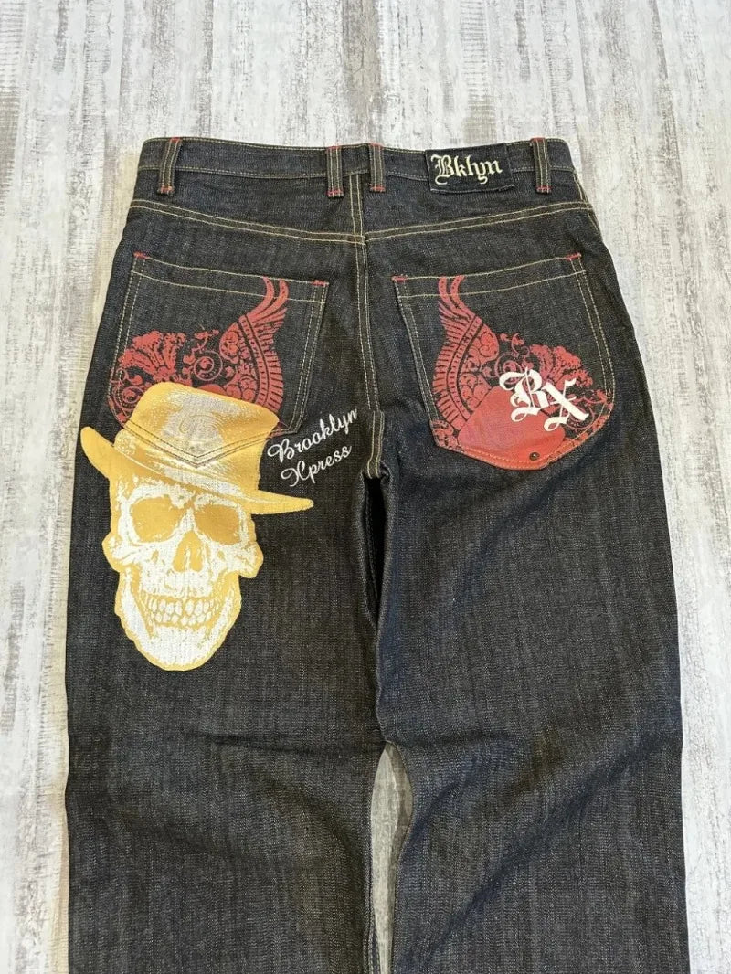 Y2K Baggy Jeans Streetwear Men and Women Hip Hop Skull Graphics