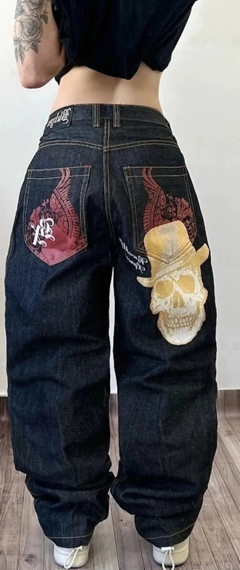 Y2K Baggy Jeans Streetwear Men and Women Hip Hop Skull Graphics